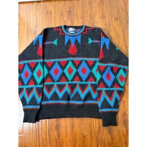 Vintage Pendleton Aztec Southwest Western Wear Wool Sweater Size XL Blue USA
